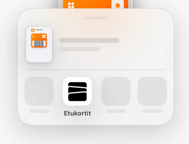 The iOS share sheet, sharing a screenshot of a loyalty card to Etukortit
